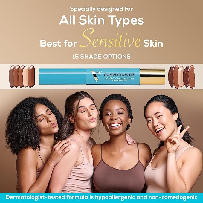 Veil Cosmetics - Complexion Fix Concealer - Liquid Concealer for Under Eye + Dark Circles - Highlight, Contour, Correct - Anti-Aging - Vegan Makeup Pen - Hydrating Lightweight (1N Porcelain Neutral)