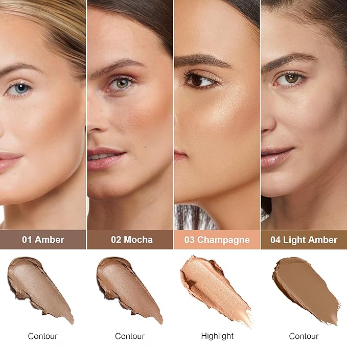 FV Contour Stick, Highly Pigmented & Blendable Cream Contour Bronzer Makeup, Long Lasting & Waterproof, for a Naturally Sculpted Look, Beginner Friendly, 04 Light Amber