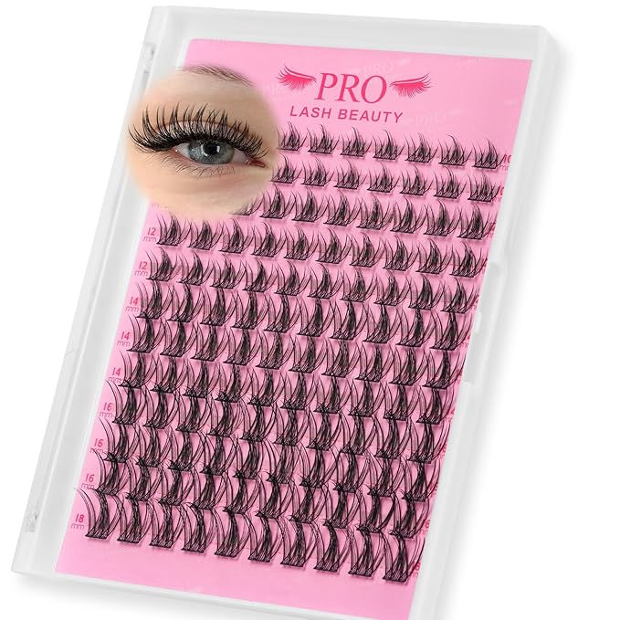 PRO LASHBEAUTY Manga Lash Clusters, Eyelash Clusters 10-18 Mixed Cluster Eyelash Extensions Mixed Lash Extension Reusable Soft & Comfortable (Cherry,10-18mix)