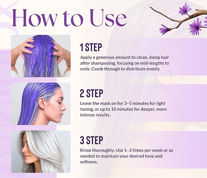 VANIDOX Silver Shine Purple Hair Mask for Gray Hair – Deep Conditioning Toner Treatment to Neutralize Brassiness, Restore Moisture & Brighten Dull Hair – Paraben & Sulfate Free, Made in USA, 8oz