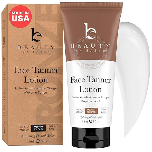 Face Tanner - USA Made with Natural & Organic Ingredients, Gradual Facial Self Tanner Lotion for Natural-Looking Fake Tan & Streak-Free Natural Glow