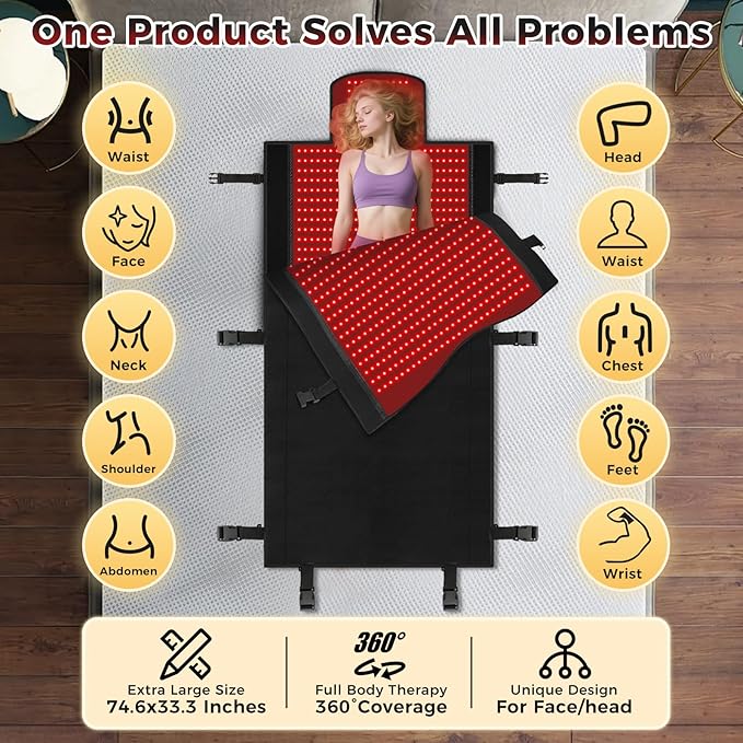 2570 LEDs Dual Full Body Red Light Therapy Mat, Eligible Red Light Therapy Blanket, 2570pcs Dual Wavelength LEDs(660nm& 850nm), Premium Leather, Adjustable Timer & Intensity