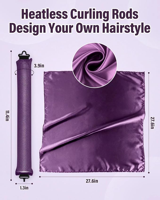 Heatless Hair Curler Overnight Curls-3 Pcs No Heat Curling Blowout Rod to Sleep In,Hair Rollers with Satin Scarf
