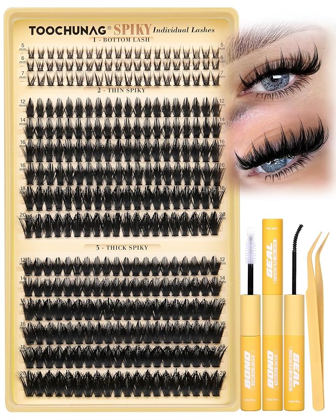 Lash Clusters Kit Manga Eyelash Clusters 300pcs DIY Lash Extension Kit with Bottom Lashes 12-20mm Anime Cluster Lashes Volume Fairy Eyelash Extensions Kit with Bond,Seal,Tweezers by TOOCHUNAG