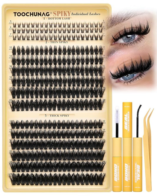 Lash Clusters Kit Manga Eyelash Clusters 300pcs DIY Lash Extension Kit with Bottom Lashes 12-20mm Anime Cluster Lashes Volume Fairy Eyelash Extensions Kit with Bond,Seal,Tweezers by TOOCHUNAG
