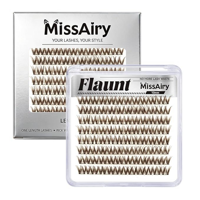 MissAiry Flaunt Lash Clusters Dark Brown Lash Cluster LengthLock Eyelash Clusters Short Lashes Cluster 10MM Wispy Eyelashes Cluster Eyelash Extensions Lash Clusters Wispy(Flaunt Dark Brown 10MM)