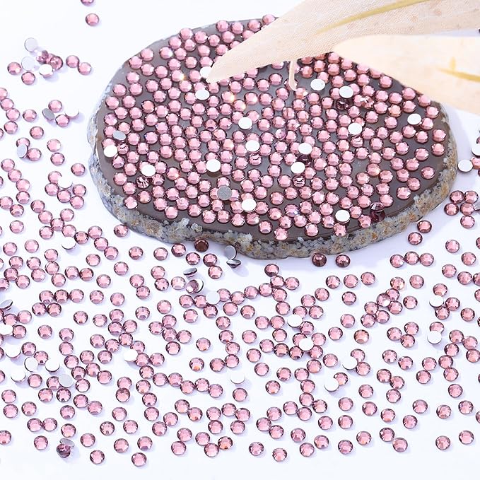 Meibite Light Amethyst Flatback Rhinestones, Glass Rhinestones for Nail Art and Craft, Glue Fix, Loose Crystal Gemstones(Lt.Amethyst, SS8, 2880pcs, 2.3-2.5mm)