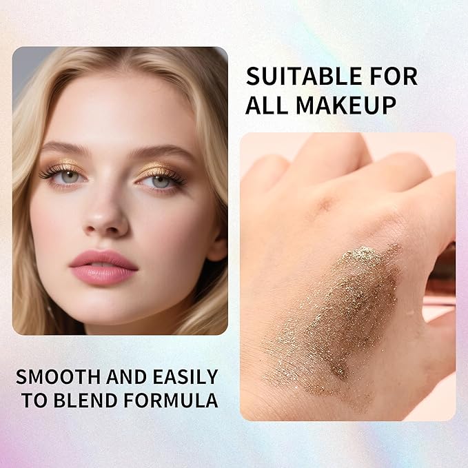 QIC Liquid Glitter Eyeshadow, Metallic & Shimmer Finish, Long Lasting, Non-Creasing, Smudge-proof, Lightweight Formula Liquid Eyeshadow for All Skin Tones, Buildable Color (05 Aurora)