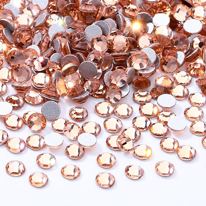 Meibite Champagne Flatback Rhinestones, Glass Rhinestones for Nail Art and Craft, Glue Fix, Loose Crystal Gemstones(Champagne, SS4, 2880pcs, 1.5-1.7mm)