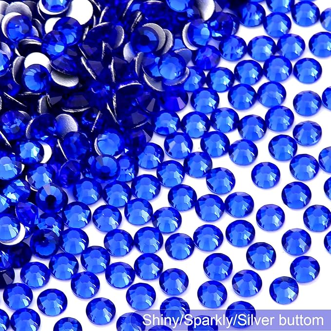 MEIBITE Flatback Rhinestones Bulk, 14400PCS Sapphire Rhinestones for Clothes DIY Decoration Crafts, Sapphire, SS20, 4.6-4.8mm
