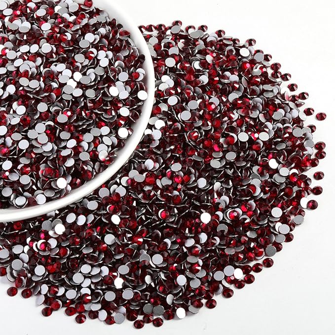 Beadsland Flatback Rhinestones Bulk,14400pcs Red Rhinestones for Nails Crafts Clothes DIY Decoration, Dark Siam, SS10, 2.7-2.9mm