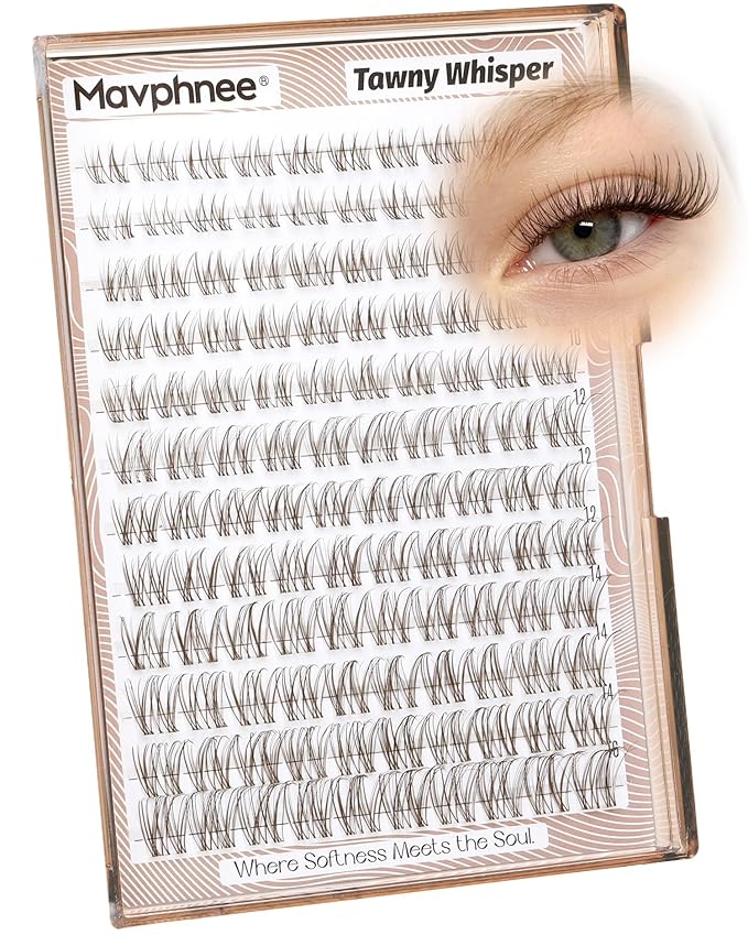 Natural Lash Clusters Brown Eyelash Cluster Clear Band Individual Lashes Wispy Cluster Eyelash Extensions Venus Dark Brown Lashes Extensions DIY Lash Pack by Mavphnee (120Pcs, 8-16MM, CC-Curly)