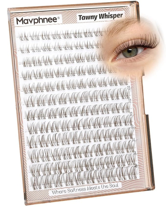 Natural Lash Clusters Brown Eyelash Cluster Clear Band Individual Lashes Wispy Cluster Eyelash Extensions Venus Dark Brown Lashes Extensions DIY Lash Pack by Mavphnee (120Pcs, 8-16MM, CC-Curly)