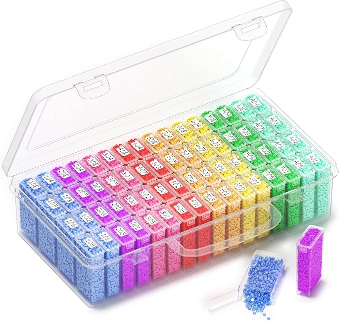 VANSUNS 64-Grid Diamond Painting Storage Containers, Portable Transparent Diamond Art Organizer, Which Are Suitable for Quick DIY, Beads and Diamond Art Storage Containers