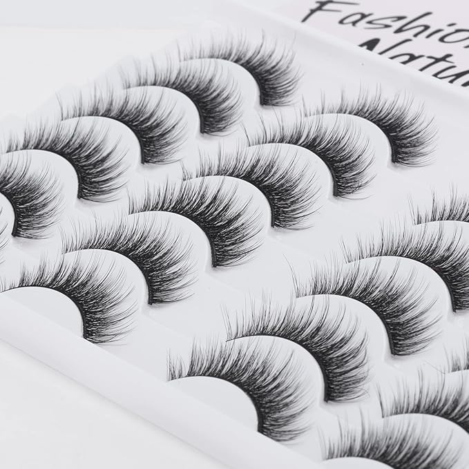 SONAFEEL Natural Fasle Lashes Wispy Lashes Natural Look 12Pairs 15mm Manga Eyelashes Reusable Spiky Lashes Pack 3d Mink Lashes