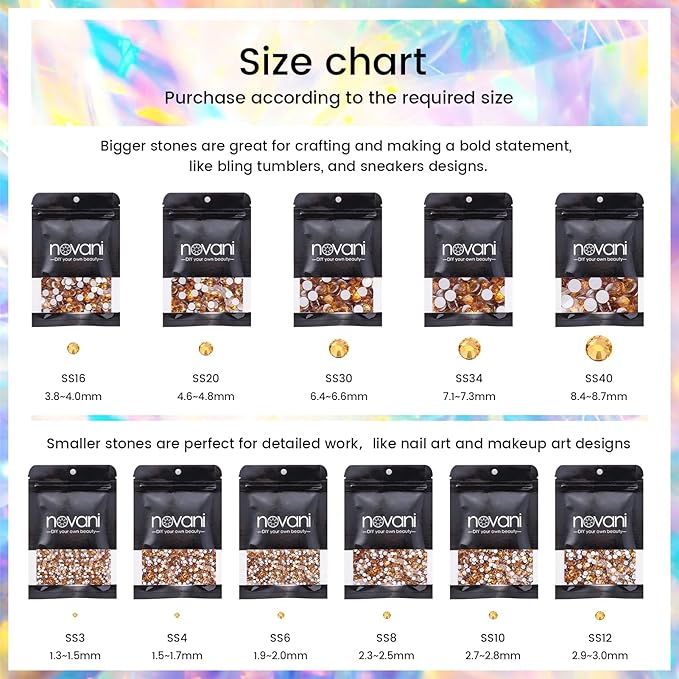 Gold Yellow Rhinestones Flatback Rhinestone for Crafts Glass Nail Rhinestones Nail Gems Crystals for Makeup Bags Shoes Decoration DIY(SS8,1440pcs,Gold Yellow)