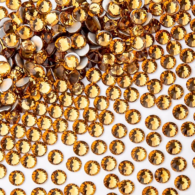 1440Pcs Topaz Crystal Rhinestones,Glass Flatback Rhinestones Gemstones for Nail Face Makeup Art Crafts Clothes Decoration -(SS20,4.8mm,Topaz)