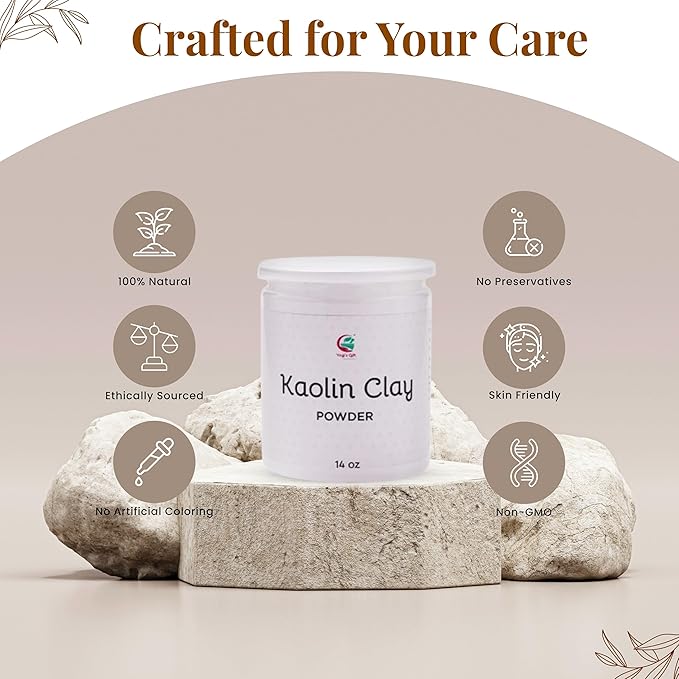 Kaolin Clay Powder (14 oz) – 100% Natural White Clay Powder for Soap Making, White Clay Mask & Bath Bombs | By Yogi's Gift®