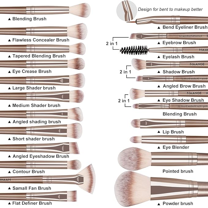 Make up Brushes, 20 Pcs Professional Makeup Brushes Set Foundation Eyeshadow Blush Brush,Travel Kabuki Blending Concealers Face Powder Eye Makeup Brush Sets with Gift box