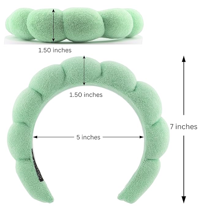 2 ORCHIDS Skincare Headband - Hair band for Washing Face & Makeup Headband for Women - Terry Cloth Hairband for Spa & Skincare Routines - Perfect for Face Wash & Makeup Application (Pastel Green)