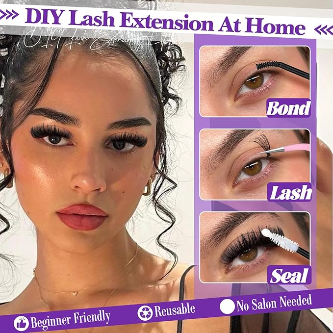 Yawamica 40D+80D Volume Lash Clusters Wispy Eyelash Clusters 280PCS Individual Lashes D Curl 10–18mm DIY Cluster Eyelash Extensions for Lash Extension at Home