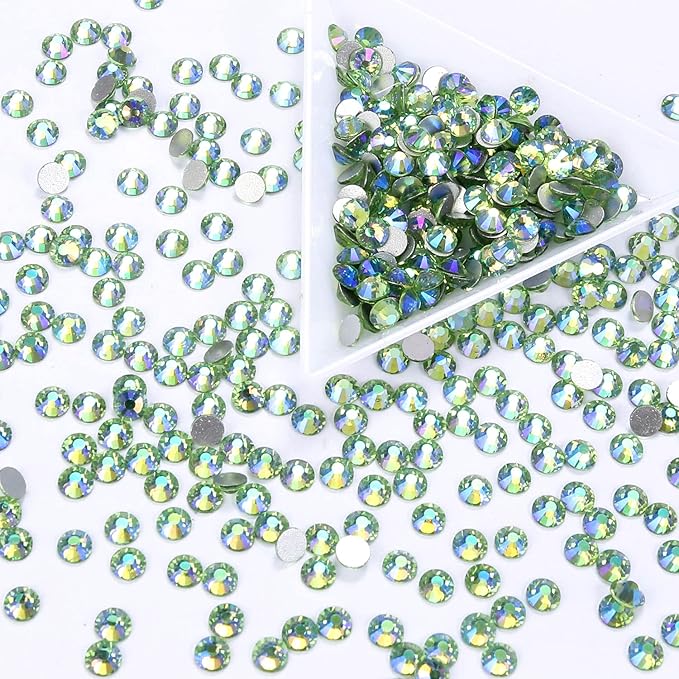 1440Pcs Light-green Ab Crystal Rhinestones,Glass Flatback Rhinestones Gemstones for Nail Face Makeup Art Crafts Clothes Decoration-(SS20,4.8mm,Light-green Ab)