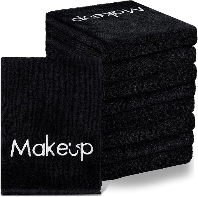Shimeyao 20 Pack Makeup Towels Black Makeup Washcloths for Face Microfiber Remover Cloth 13x13 Inch Quick Dry Face Towels for Cleaning Hand