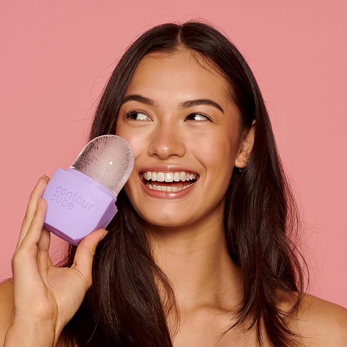 Contour Cube Original - Ice Roller for Sculpting & De-Puffing - Face Ice Roller & Massager with BPA-Free Silicone - Ice Mold for Face - Skin Care Tools for Daily Skincare (180ml) - Violet