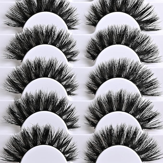 Lashes Wispy False Eyelashes Volume Cat Eye Strip Lash Natural Look Fluffy Fake Mink Lashes Strips 7 Pairs Cateye Eyelash Demi Wispies Natural Eye Lashes Pack Short Full Pestañas Postizas Set
