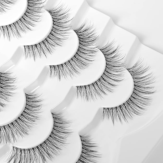 Eyelashes Natural Look Faux Mink Lashes Pack Jiocolor Fluffy False Eyelashes 7 Pairs Cat Eye Lashes Curl False Eyelashes DJ-37