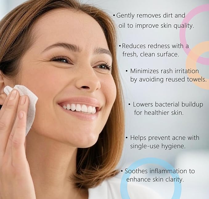 Ampmuze Disposable Face Towels, 80 Count, Biodegradable Dry Wipes for Sensitive Skin, Makeup Removal, Baby Care, Ultra Soft & Thick, 7.8”x7.8”