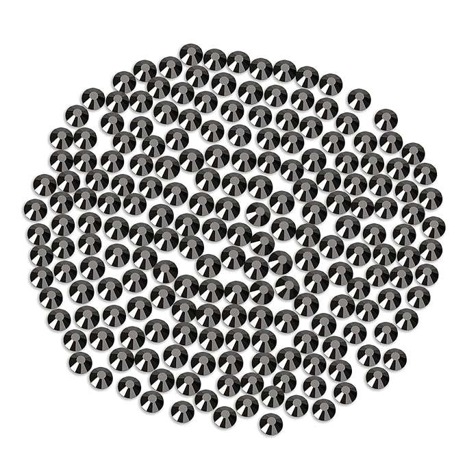 Novani Rhinestones Flatback Rhinestones Glass Nail Gems Stones Jewels Round Gemstones Non-Hotfix Crystal,SS6,1440 Pieces,Hematite Black