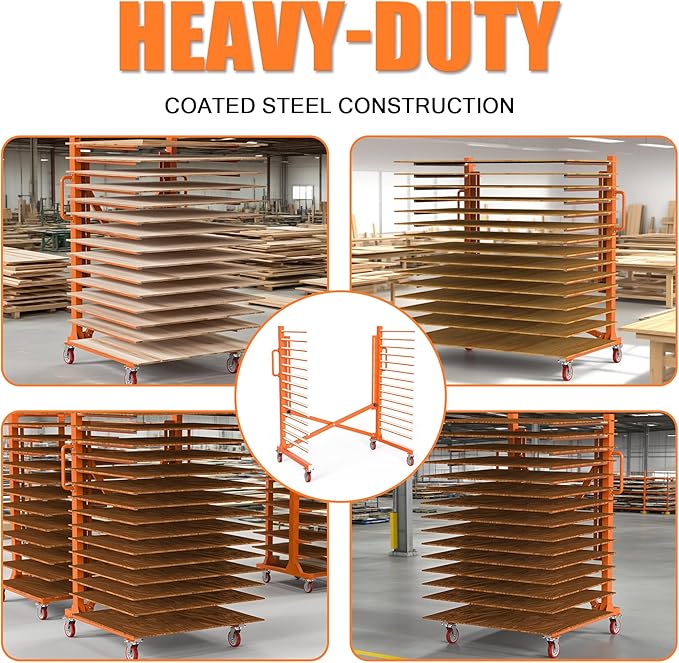 Paint Drying Rack for Cabinet Doors Drying Stand with Casters for Drying Paint for Interior, Exterior, Spray, Roll, Brush, Commercial, Pro Painters (15 Shelves)