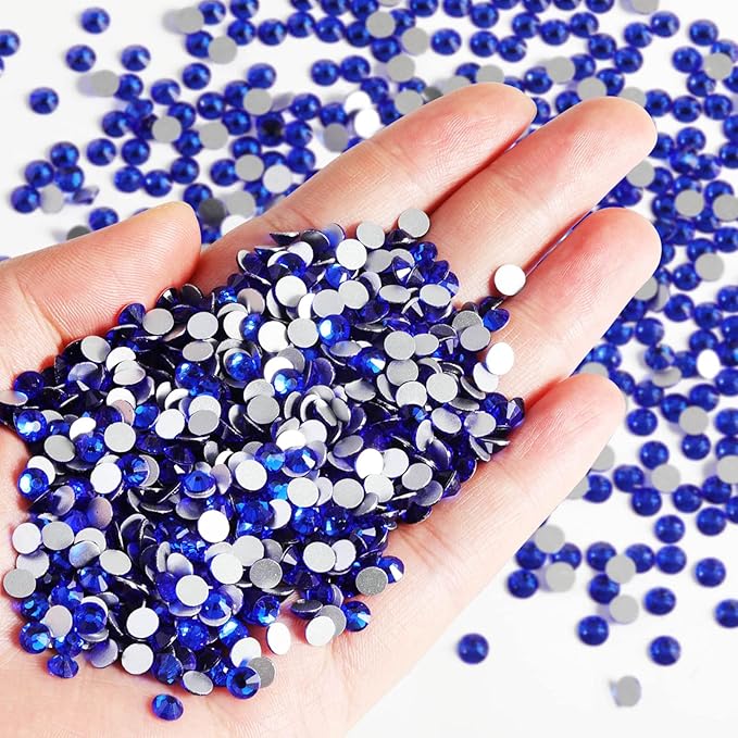 Beadsland Flatback Rhinestones Bulk, 2880pcs Royal Blue Rhinestones for Nails Crafts Clothes DIY Decoration, Sapphire, SS30, 6.3-6.5mm