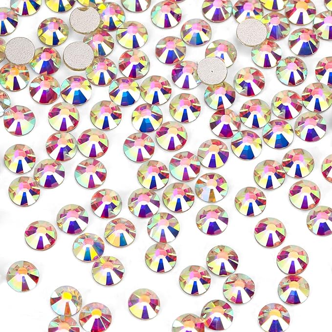 1440Pcs Crystal Ab Crystal Rhinestones,Glass Flatback Rhinestones Gemstones Small for Nail Face Makeup Art Crafts Clothes Decoration -(SS8,2.4mm,Crystal Ab)