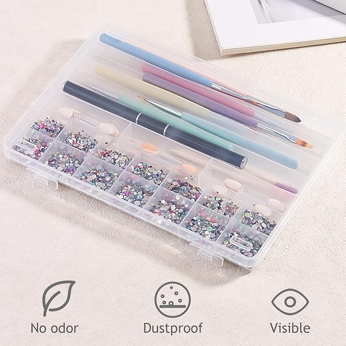 Fspronail 21 Grids Clear Large Plastic Organizer Box With Dividers, Bead Organizers And Storage Compartment Container For Nail Accessories/Jewelry/Craft/Screw/Small Parts/Diamond Painting Art Tools