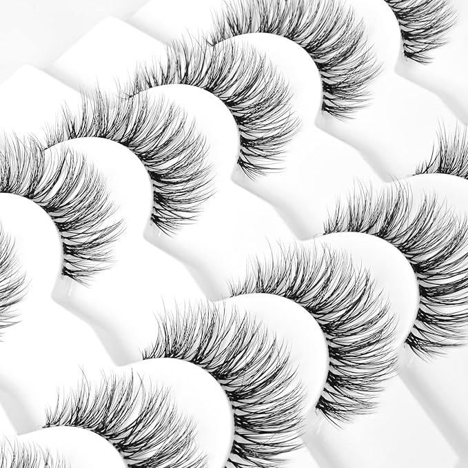Dramatic Long Thick Faux Mink Lashes Pack Jiocolor Fluffy 3D Volume Eye Fake Eyelashes 7 Pairs Full Crossed Big Eye Lashes Pack DJ-31