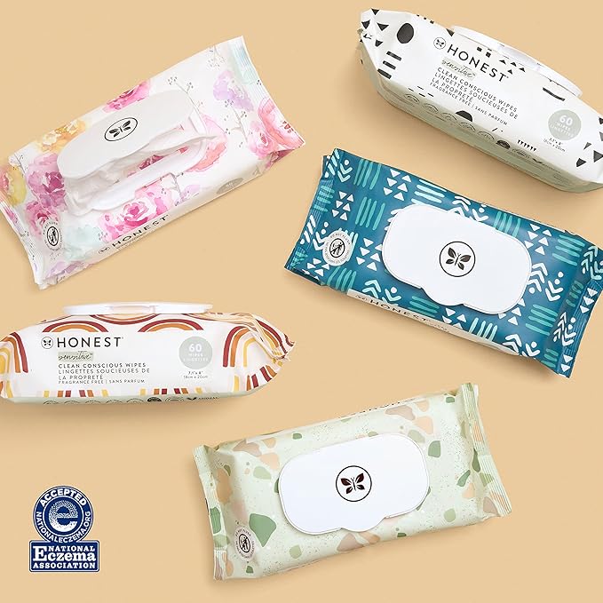 The Honest Company Unscented Wipes Over 99% Water Compostable Plant-Based Baby Hypoallergenic for Sensitive Skin EWG Verified Geo Mood 648 Count