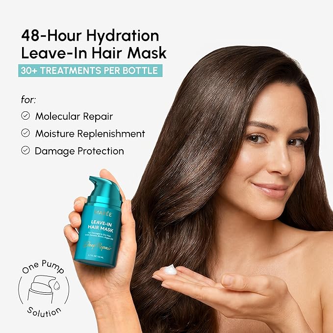 MAREE Deep Conditioning Leave-In Hair Mask for Damaged Hair – Keratin Hair Treatment with Biotin, Natural Oils & Vitamins – Leave-In Conditioner for Repair and Hydration – Mascarilla Para Cabello