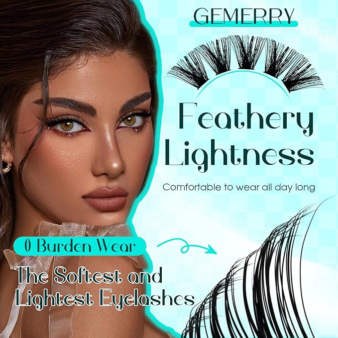 Lash Clusters GEMERRY 280pcs Clusters Lashes D Curl Soft&Natural Individual Lashes Cluster Eyelash Clusters DIY Lash Extensions at Home（30P+40P-10-18mm)