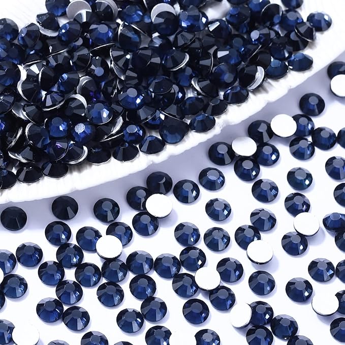 Meibite Montana Flatback Rhinestones, Glass Rhinestones for Nail Art and Craft, Glue Fix, Loose Crystal Gemstones(Montana, SS30, 288pcs, 6.4-6.6mm)