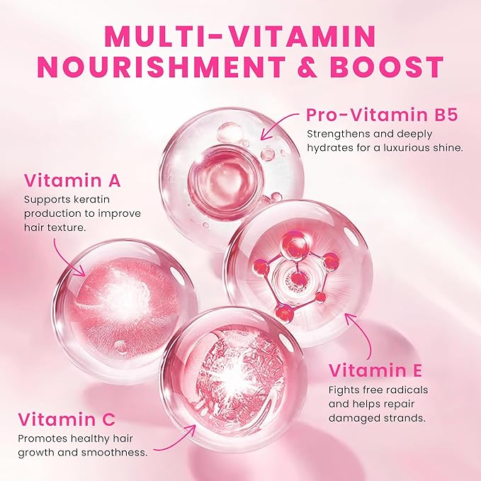 Pure Bali Hair Serum - no Rinse with Argan Macadamia & Avocado Oils - Vitamins A, E, Pro B5 - Conditioner for Women & Men - Travel-Size