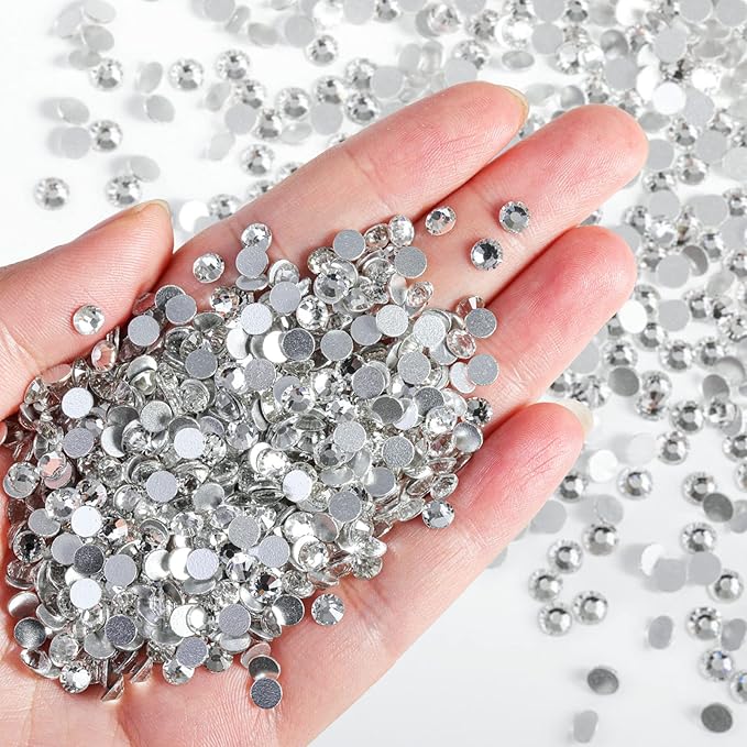 Beadsland Flatback Rhinestones Bulk,14400pcs White Rhinestones for Nails Crafts Clothes DIY Decoration, Crystal, SS10, 2.7-2.9mm