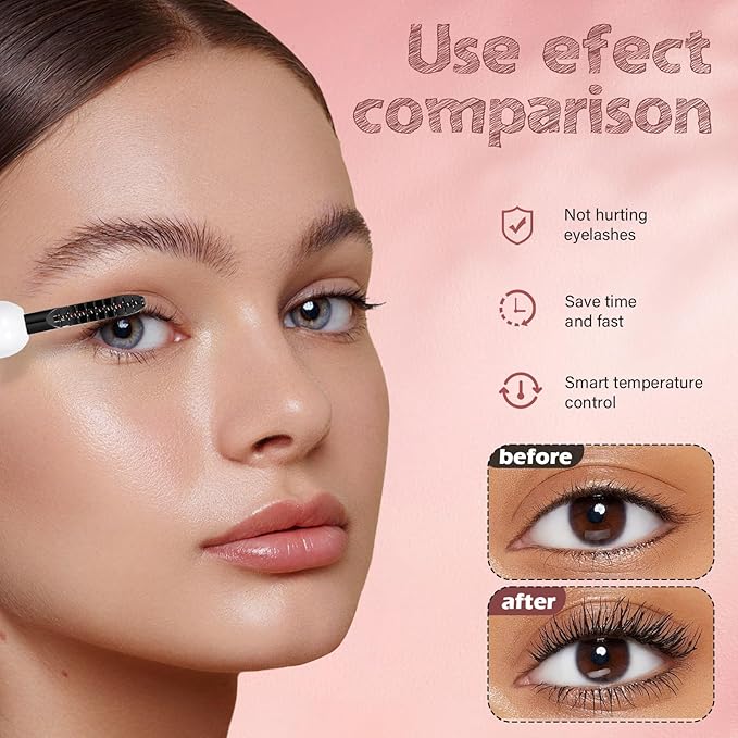 ShenlanBolt Heated Eyelash Curler for Women, Electric Lash Curler with 10s Fast Heating, 4 Adjustable Temp (65°C-95°C), 24H Curl, USB-C Rechargeable, Ergonomic Design, Travel-Friendly Makeup Tool Gift