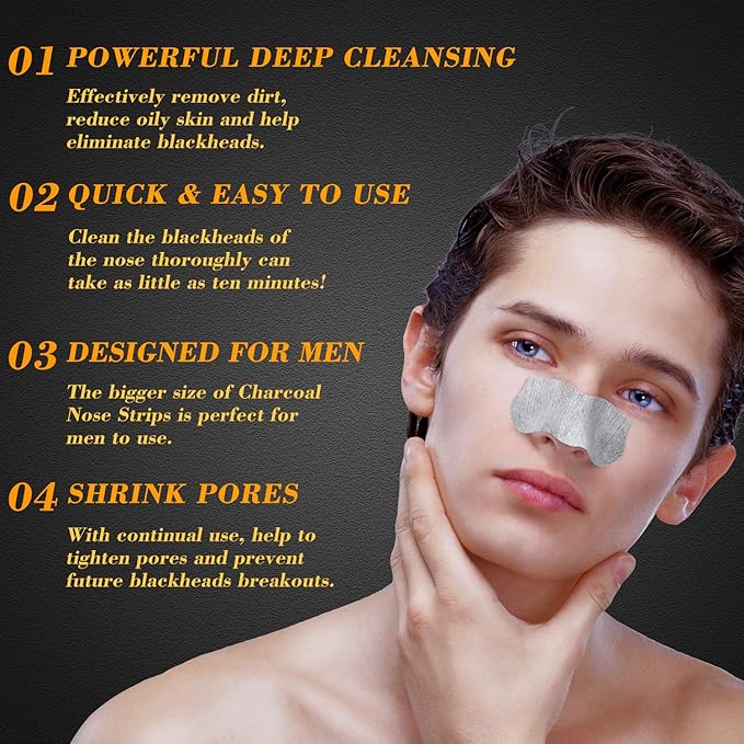 Charmonic Blackhead Pore Strips, 33 pcs Charcoal Peel Off Strips, Blackhead Remover Pore Strips for Men, Deep Cleansing Strips Remove for Nose Area and Face Oil and Blackheads