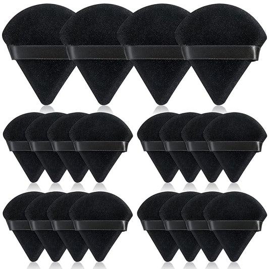 Thrilez 20pcs Triangle Powder Puff, Loose Powder Puffs Makeup Puff for Face Powder, Setting Powder Puff for Make Up, Face Puff Pads for Press Powder, Sponge Powder Applicator for Face and Eye (Black)