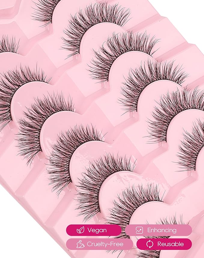 Natural Lashes Short False Lashes Wispy Fake Lashes Small Volume Mink Lashes Fluffy 15mm Eyelashes C Curl Eye Lashes Pack 81-Bestie