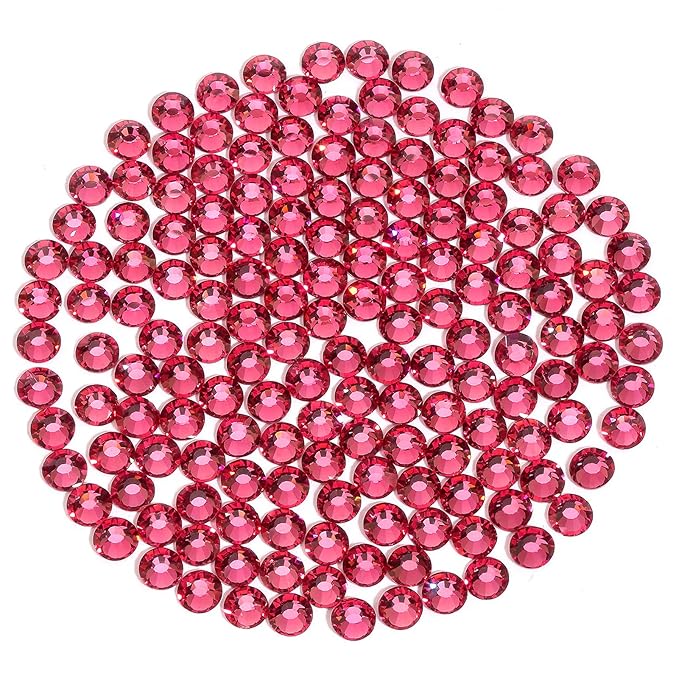 Non Hotfix Flatback Rhinestones for Crafts, Glass Nail Gems, Crystals for Makeup Bags, Shoes Decoration DIY (SS10, 1440pcs, Rose)