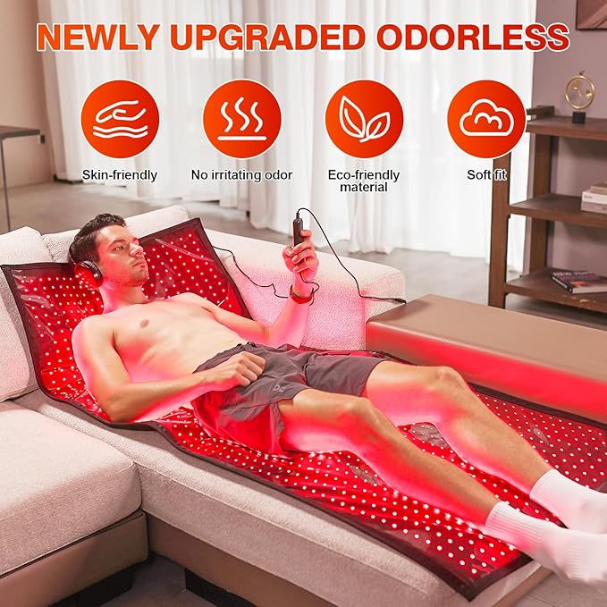 Red Light Therapy Mat for Body, Red Light Therapy Blanket for Full Body, 1280 LEDs 660nm Red & 850nm Near Infrared Light Therapy Pad for Pain Relief & Better Sleep