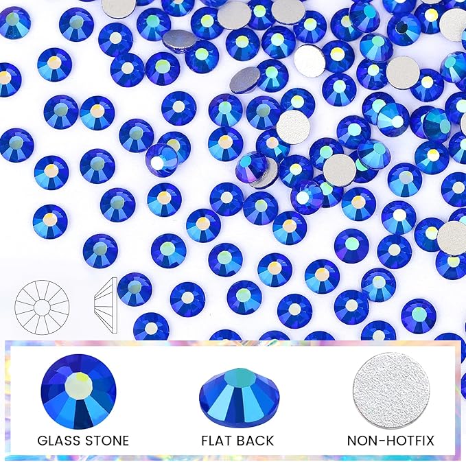 Rhinestones Crystals Rhinestones for Crafts Nail Rhinestones Glass Flatback Nail Gems and Rhinestones for Nails Art Makeup Bags Shoes Decoration DIY(SS30, 288pcs, Sapphire AB)